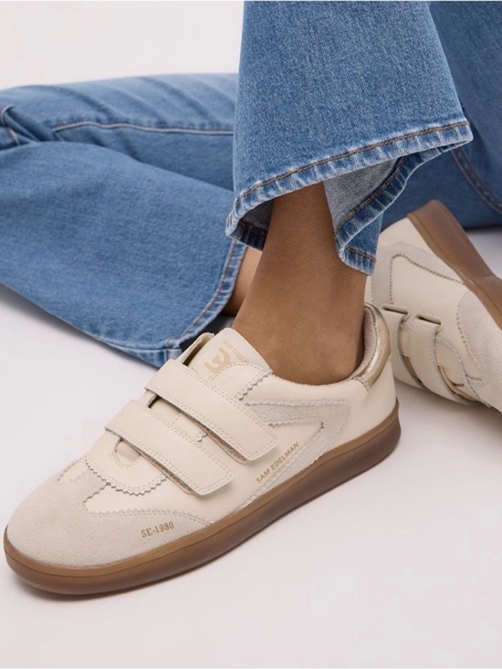 Sam Edelman Shoes - Sam Edelman Cream Velcro Sneakers with Gum Sole